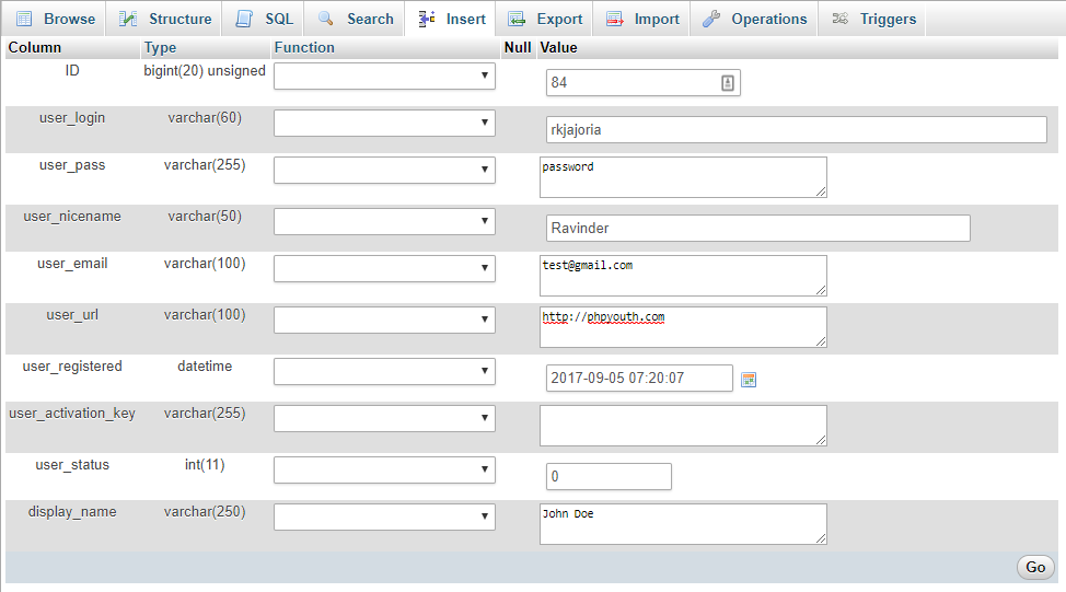 wp_users information