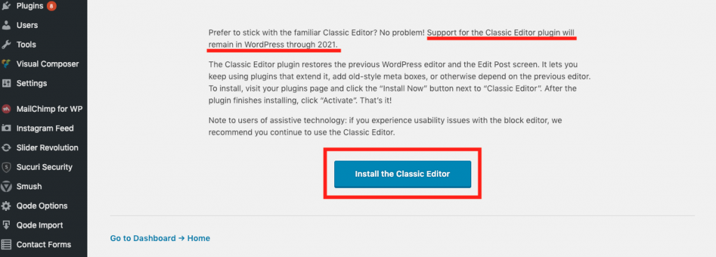 Install Classic Editor Install-Classic-Editor