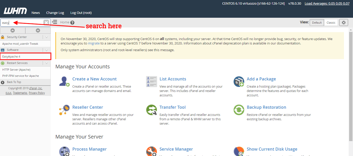 search easyapache search easyapache in WHM