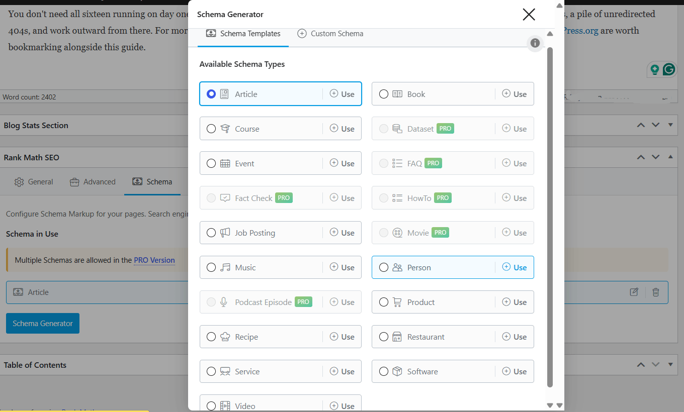 Advanced Schema Generator Advanced Schema Generator rank math seo features