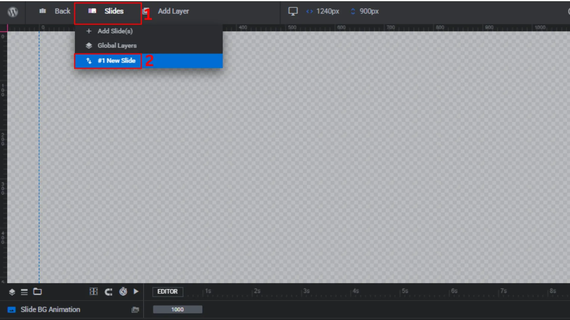 slider revolution step 2 module editor