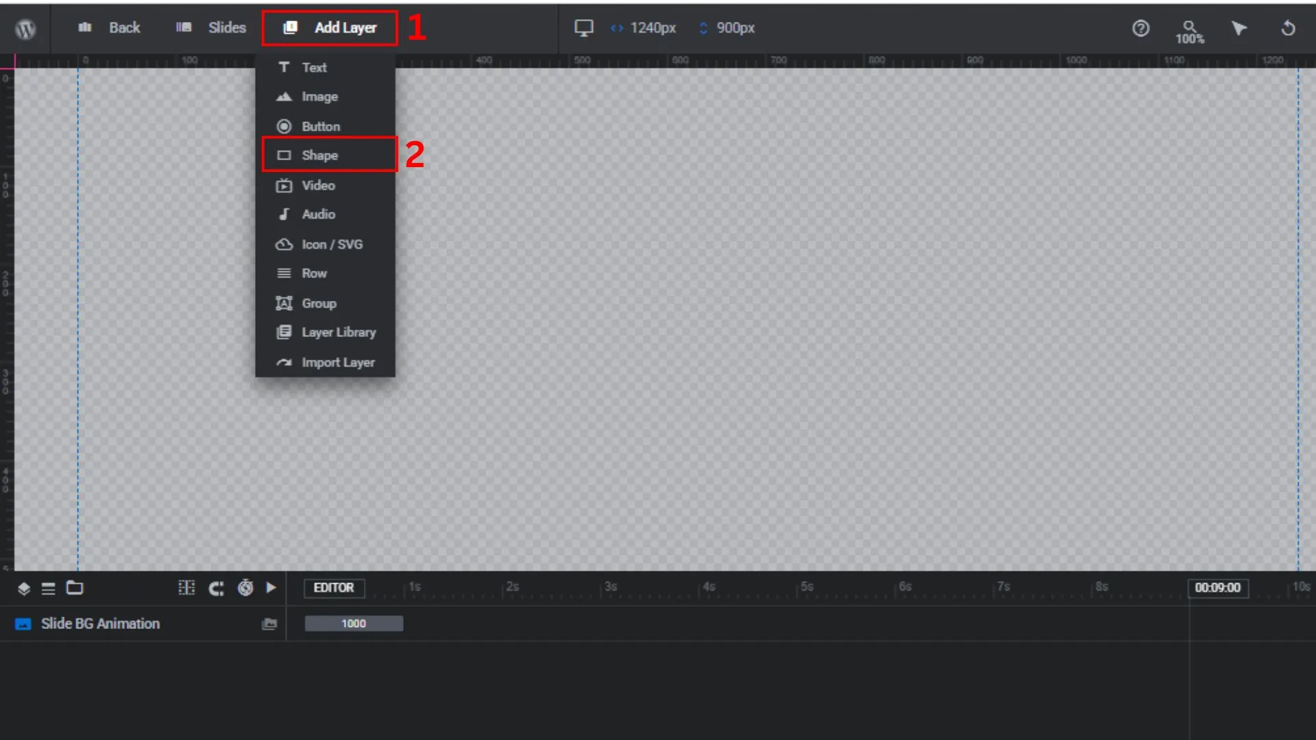 slider revolution step 3 module editor