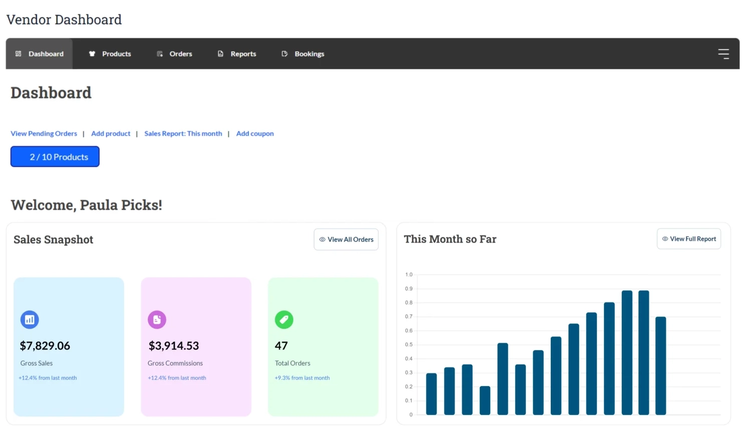 Vendor Dashboard