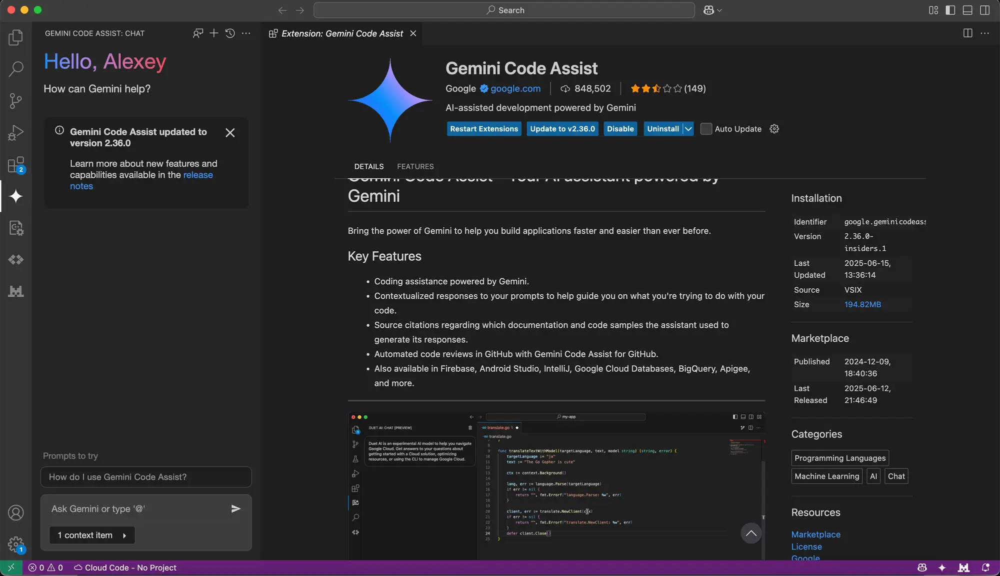 Gemin code assist img Gemini Code Assist IDE integration dashboard for developers