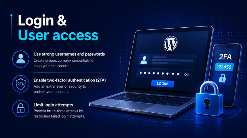 login and user access wordpress security checklist