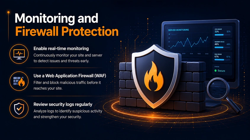 monitoring and firewall protection wordpress security checklist