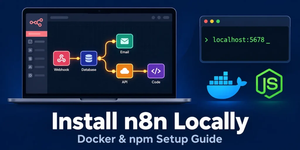 Install n8n locally with Docker or npm on localhost port 5678